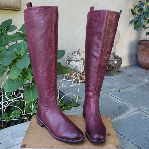 Chic Franco Sarto Bordeaux Leather Boots - Picture 3 of 11